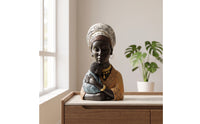 African Mother and Child Statue Ethnic Mother Holding Child Statue Tribal