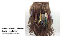 Peacock Feather Hair Accessory Handmade Bohemian Feather Hairband Adjustable Size Hippie Tassel Headpiece for Kids, Festivals, Costume Events, Parties