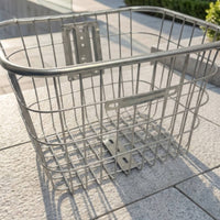 Reinforced Frame Metal Wire Bike Basket uncoveredTop Front Ride Cargo Basket Closely Spaced Rods Silver-White