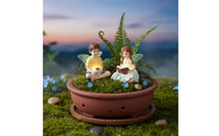 2 Pieces Literary Fairy Children Statues Glow in the Dark Miniature Figurine for Terrarium