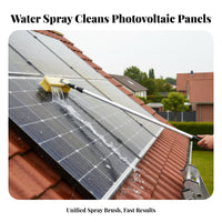 Non-Scratch Bristles Solar Panel Cleaning Brush Adjustable Angle Head Photovoltaic Panel Washing Tool Multi-Purpose Water Fed Cleaning Brush Lightweight Aluminum for Maintenance Workers, Homeowners, Professional Cleaners, Rooftops, Roofs, Outdoor