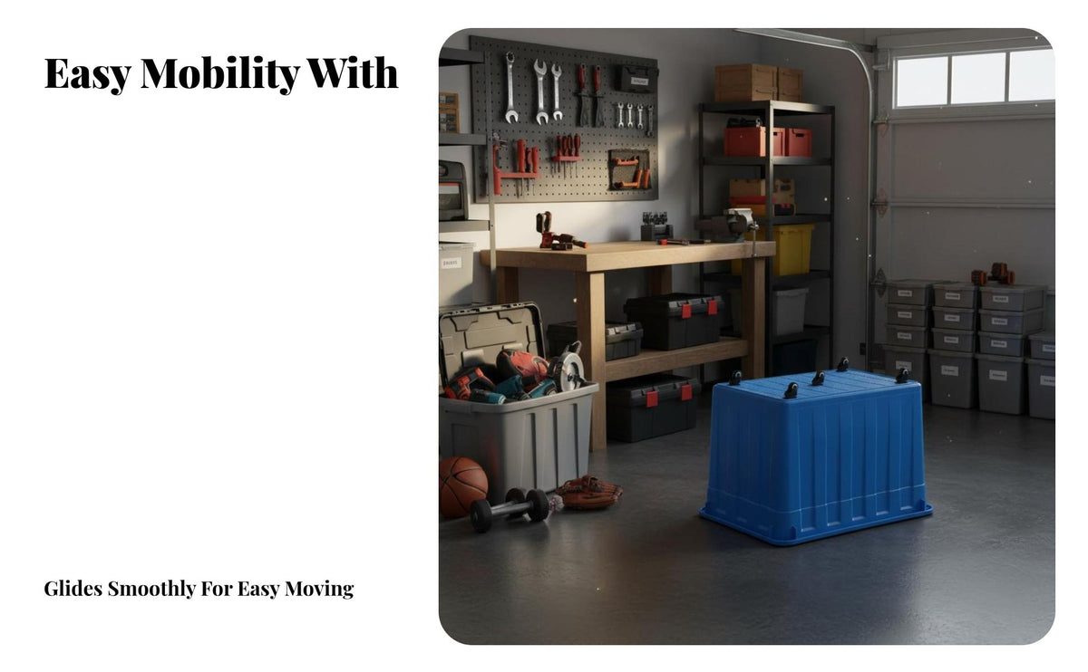 With casters Large Wheeled Plastic container Thickened Design Wheeled Storage Tote sturdyDuty Turnover Box Stackable for Warehouse personnel, Logistics Personnel, Workshop, Moving, Garage, Basement