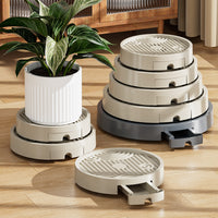 Invisible Mobile Caster Plant Pot Base Tray with Wheels, Plastic, Thickened, Water Catch