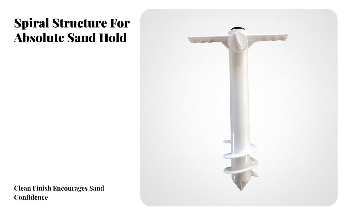 No Excavation Beach Umbrella Sand Anchor | Three Spiral Fins, Ergonomic horizontal grip Handle, Beach Umbrella Anchor, for Backyard