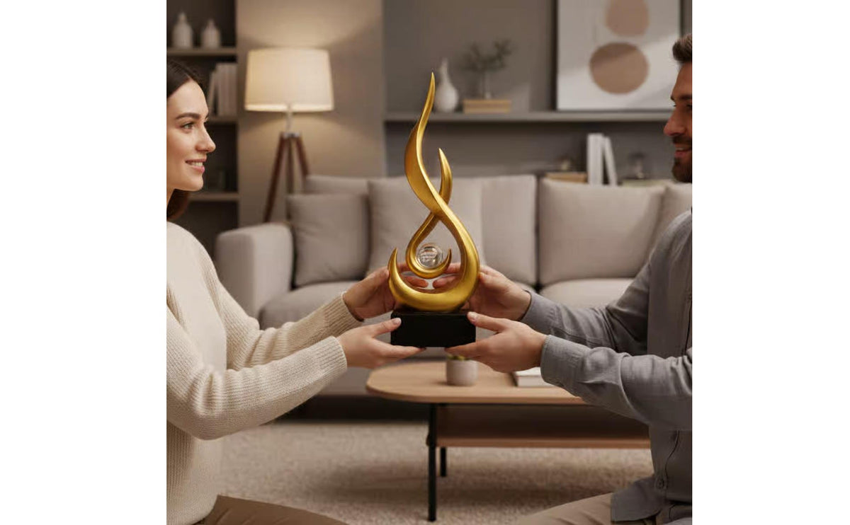 Shaped Statue Elegant Luxury Design Abstract Statue Spiral Sculpture with Crystal Sphere Great Gift Suggestion for Living Room