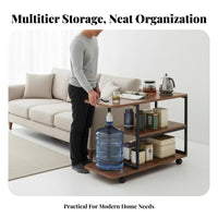 With Wheels Mobile Tea Brewing Mobile Tea Station Multi-Functional 3-Tier Rolling Shelf Space Saving Design Side Table Easy Assembly for Homeowners, Office Workers, Party Hosts, Living Room, Home, Reception Area, Kitchen