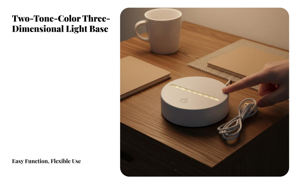 Tap Control 3D Illusion Lamp Adjustable Brightness LED Acrylic Night Light Adjustable Brightness Mable for Children, Teens, Home Decor