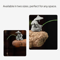 Qing Stone Fishing Old Man Figurine Desktop Decor