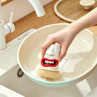 Face-Shaped Kitchen Brush Natural Resin Stainless Steel Scrub Brush Compact