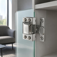 Mounting Plate Glass Cabinet Door Hinge Square Glass Hinge Quiet-Close Closing Home Hardware