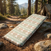 Inflatable Mattress with Integrated Pillow, Self Inflating Air Bed and Camping Mat for Car Camping, Connectable Ethnic Style Air Mattress, 1pc