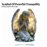Praying Angel Statue Night Light Function LED Angel Figurine Heartfelt Gift for Christians, Grieving Individuals, Desktop, Bedroom, Bookshelf