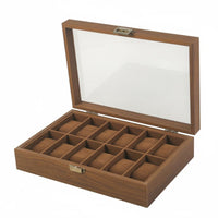 Watch Organizer with Glass Lid Rectangular Watch Box with Glass Lid Multi-Compartment for Men, Countertop