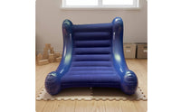 Ribbed Inflatable Rocking Sofa Chair Built-in Handles Kids Rocker Chair Blue for Children