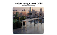 Rust-Resistant Single-Tier Slatted Bench Indoor & Outdoor Use Plant Stand Long-Lasting Construction Storage Rack Simple Design for Gardeners, Homeowners, Apartment Dwellers, Balcony, Outdoors, Garden, Living Room