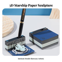 Futuristic-Fi Themed Spaceship Memo Block Decorative Ornament 3D Paper Sculpture Calendar Creative Gift for Students, Adults, Study Room