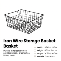 Wire Storage Baskets for Organizing, Metal Wire Storage Baskets 28x22x12cm, Metal Storage Baskets for Kitchen, Iron Wire Storage Basket Medium