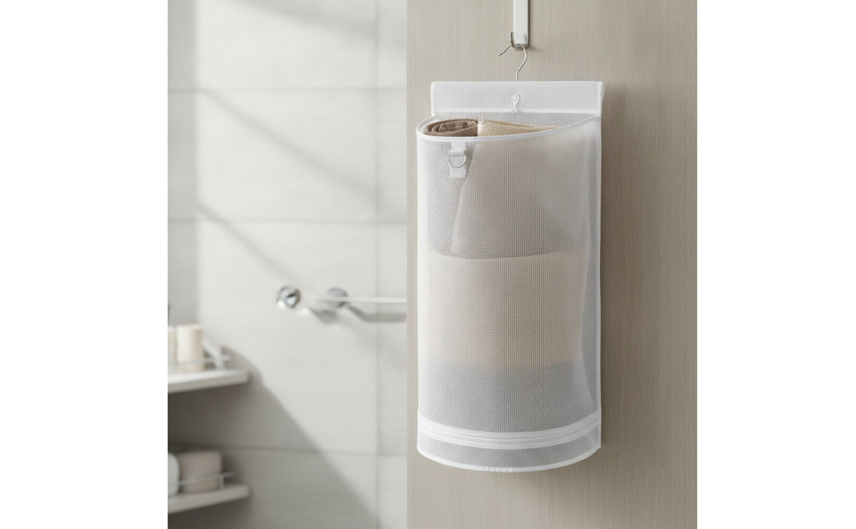 Breathable Hanging Mesh Laundry Hamper Space-Saving Hanging Laundry Hamper Transparent Organizer Long-Lasting for Students, Renters, Bedroom, Rv