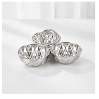 Faceted Three-Compartment Dish with Handle Long-Lasting 3-Compartment Condiment Bowl Compact Dipping Tray Food Safe for Home Dining