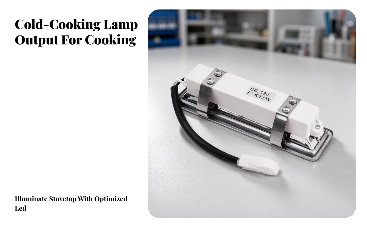 12V DC Illuminated Bulb Range Hood Light | Low-Profile linear shape Metal-Trimmed Body, LED Appliance Light with Plug Connector, for Kitchen Ventilation