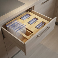 Wall-Mountable Food Storage Bag Organizer Labeled Bamboo Bag Storage Organizer Slim Eco-Friendly for Kitchen Drawer, Pantry, Cabinet