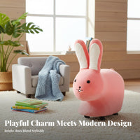Multipurpose Bunny Shaped Ottoman Comfortable Seating Cartoon Rabbit Chair Soft Textile Soft Rabbit Stool Rounded Corners Design for Toddlers, Families, Family, Living Room, Entryway, Bedroom, Playroom