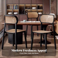Stackable Cane-Back Side Chair Retro Design Indoor Seating Breathable Weave Easy to Clean for Restaurant Owners, Homeowners, Interior Designers, Dining Room, Lounge, Home Office, Bedroom