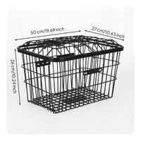 Black Front Bike Basket with Lid Rectangular Front Bike Basket with Cover Grid Sturdy for Errands