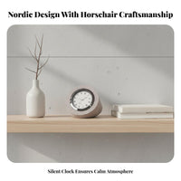 Light Luxury Design Horsehair Desk Clock Creative Ornament Equine Table Clock Quartz Movement for Homeowners, Adults, Living Room, Bedroom