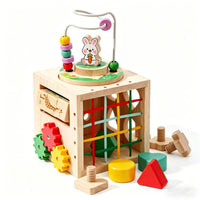 Fine Movement Skills Educational Activity Cube Early Learning Multi Activity Cube Safe Materials Bead Maze Toy Rounded Edges for Daycare, Preschool