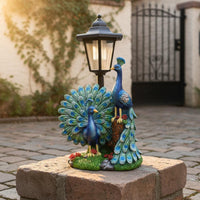 Resin Peacock Statue Lamp Weather Resistant Peacock Solar Light Waterproof Outdoor Decoration for Patio, Pathway