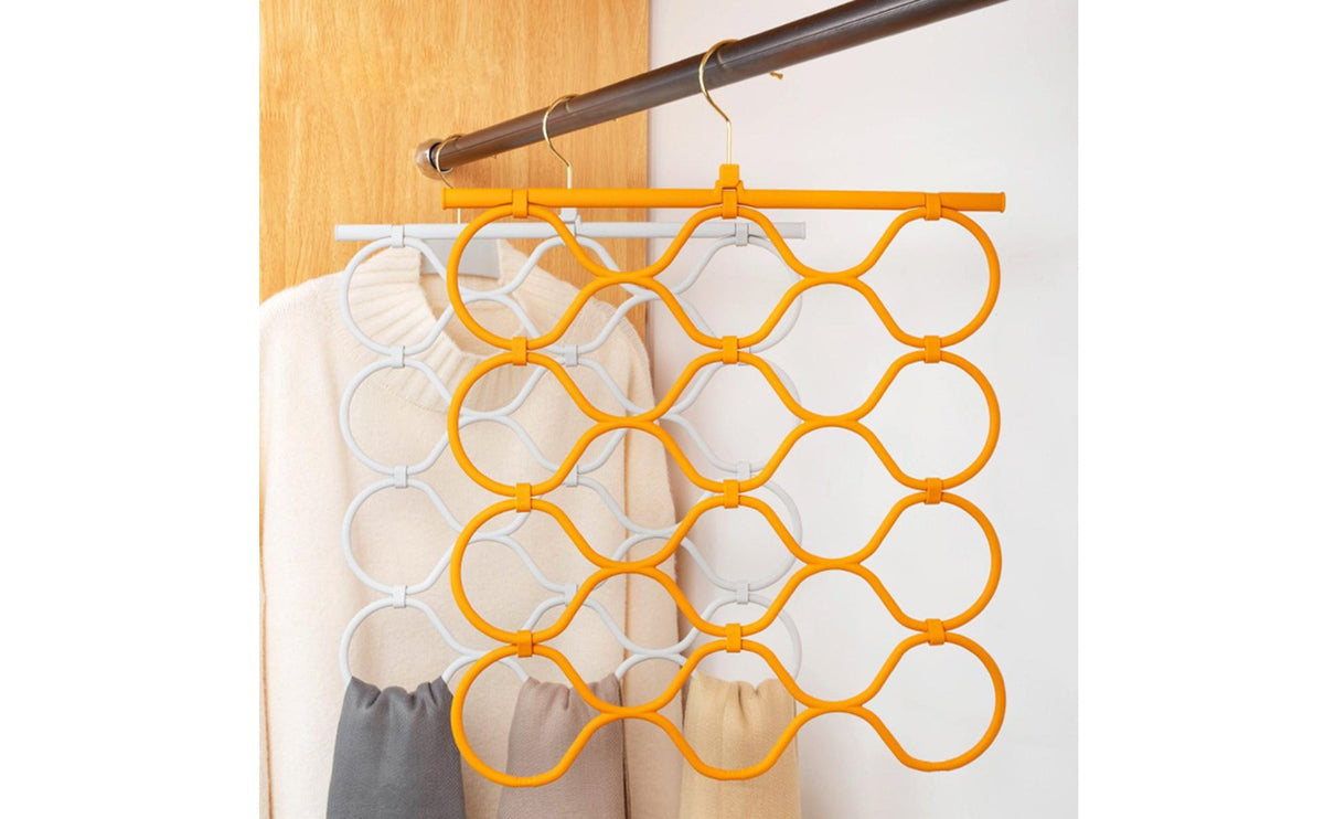 Foldable Scarf Hanger Space-Saving Hanging Scarf Organizer Non-Slip Closet Accessory Storage Hanger