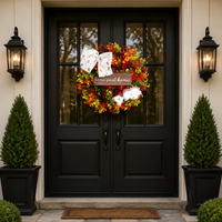 40cm Multicolour Eucalyptus Door Wreath, Artificial Wreath for Front Door, Indoor Outdoor All Year Home Decor
