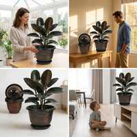 Plant Pots and Planters Outdoor, Large Flower Pots with Saucer, Classical Style Resin Container for Indoor Plants, Home Office and Garden Decor