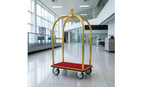 Hotel Luggage Trolley Stainless Steel Hotel Luggage Cart Smooth-Rolling Cart for Attendants, Lobbies