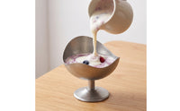 Pedestal Dessert Cup Aged Silver Finish Stainless Steel Dessert Bowl Vintage-Inspired Mousse Cup with Pedestal for Cafe Owners, Afternoon Tea, Parties