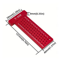 T-Square Marking Guide Perforated Woodworking Layout Ruler Hole Positioning Guide Measurement Markings Aluminum T-Square Ruler