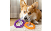 Interlocking Ring Toy with Rope Rubber Ring and Rope Tug Toy Interactive for Dogs, Young Dogs, Chewing, Indoor Play, Training