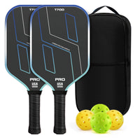 2 Pieces Pickleball Paddle Set T700 Pickleball Set with Balls and Bag Friction Surface Better Control for Beginners