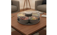 Rotating Snack Tray with Lid Easy to Clean Lidded Rotating Container Portable Divided Rotation Tray Serving Platter for Entertaining, Parties