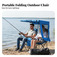 Integrated Sunshade 2-Person Camp Chair foldable Frame Canopied Double Loveseat Quick Folding Camping Couch Oversized for partners, Campers, Families, Fishing, Picnics, Backyard, Sporting Events