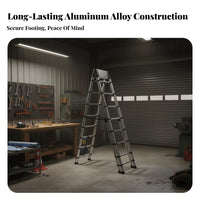 Lightweight Aluminum Telescoping Ladder Space-Saving Design Telescopic Ladder Compact Storage Climbing Equipment Anti-Slip Feet & Steps for DIY Enthusiasts, Professionals, Outdoor Work, Indoor, Home Maintenance, Construction Site