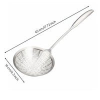 Stainless Steel Skimmer Spoon Hanging Long Handle with Hole Handle Skimmer Spoon Brushed Silver Cooking Utensil for Hot Pot