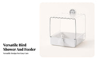 Pull-out Base Transparent Bird Bath Container Removable Tray Cage-Mounted Bird Bath Easy to Hygienic Pet Accessory Suction-Cup Mount