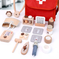 Wooden Physician Role-Play Set Easy to Store Medical Role-Play Children's Plaything Plaything for Children