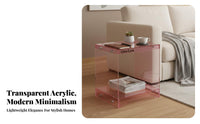 Transparent Clear C-Shaped Stand Minimalist Design Nightstand Space-Saving Side Table Multi-Functional for Modern Decor fans, Interior Designers, Showroom, Living Room, Small Spaces, Entryway