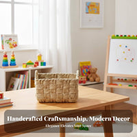Hand-Woven Paper Rope Basket Rustic Design Rectangular Paper Rope Basket Woven Toy Storage Box Sturdy for Pantry