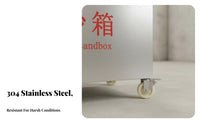 Stainless Steel Fire Sand Bin Heavy-Duty Casters Fire Fighting Sandbox Resistant Mobile Sand Storage Box for Factory, Workshop, Warehouse