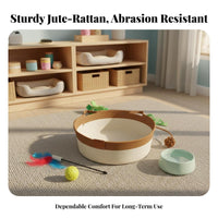 Woven Feline Bed with Toy All-Season Use Woven Rope Bed with Toy Breathable Pet Bed for Small Dogs, Dog Owners, Indoors, Living Room, on the Floor