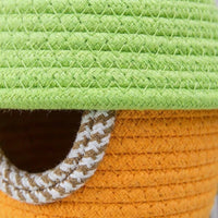 Handmade Budgie Bed Birdhouse, Round Dome Budgie Bed with Rope Insulation, Winter Shelter for Average-sized Birds with Ventilation Holes, 1 Pack